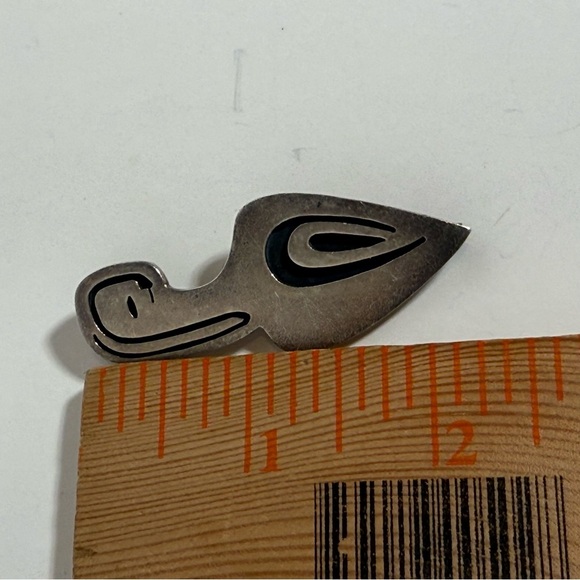 Vintage Modernist Pin Signed ROSSANA Mexican 925 Sterling Inlaid Stone Brooch - Picture 4 of 4